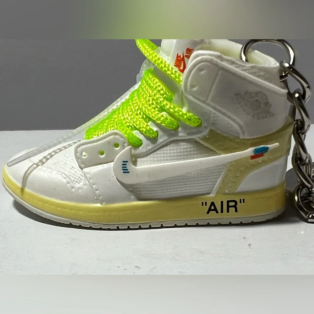 3D‎ Mini Sneaker Keychain Volt Laces White green novelty trinkets gift
